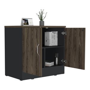 Buffet 2 Puertas Fm-002o Café Oscuro Y Negro