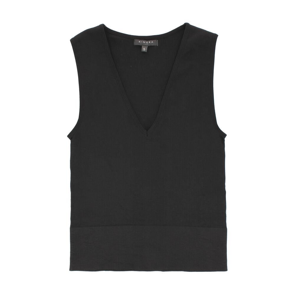Polera Crop Sin Mangas Cuello V Mujer Kimera image number 0.0