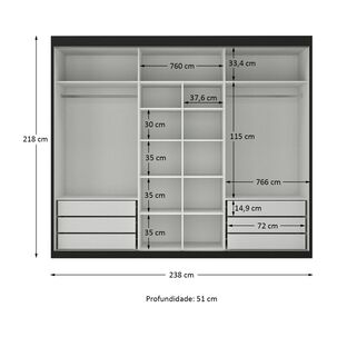 Cl&oacute;set Di Poretti Design Closet Senna / 3 Puertas / 6 Cajones
