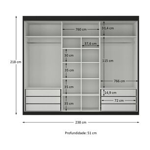 Cl&oacute;set Di Poretti Design Closet Senna / 3 Puertas / 6 Cajones