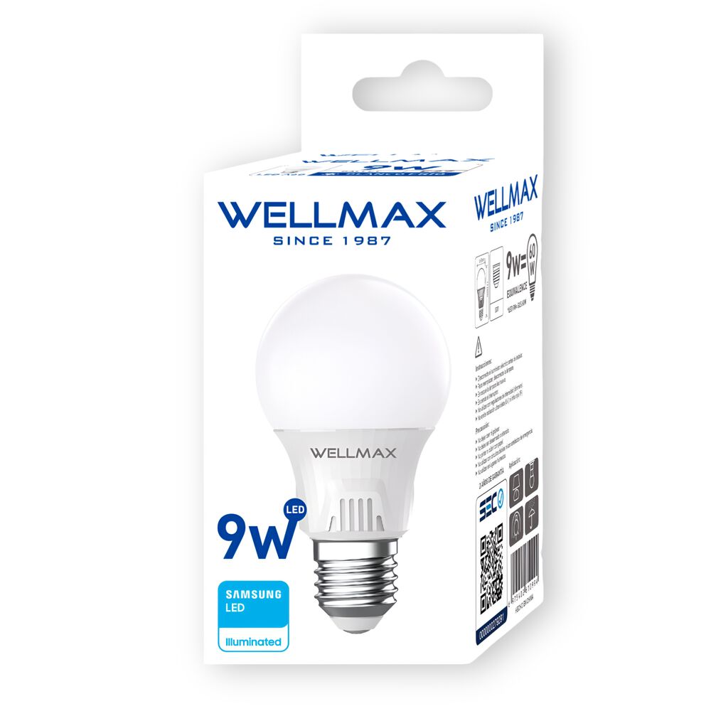 Ampolleta Led Wellmax E-27 9w Luz Calida 810lm Led Samsung image number 2.0