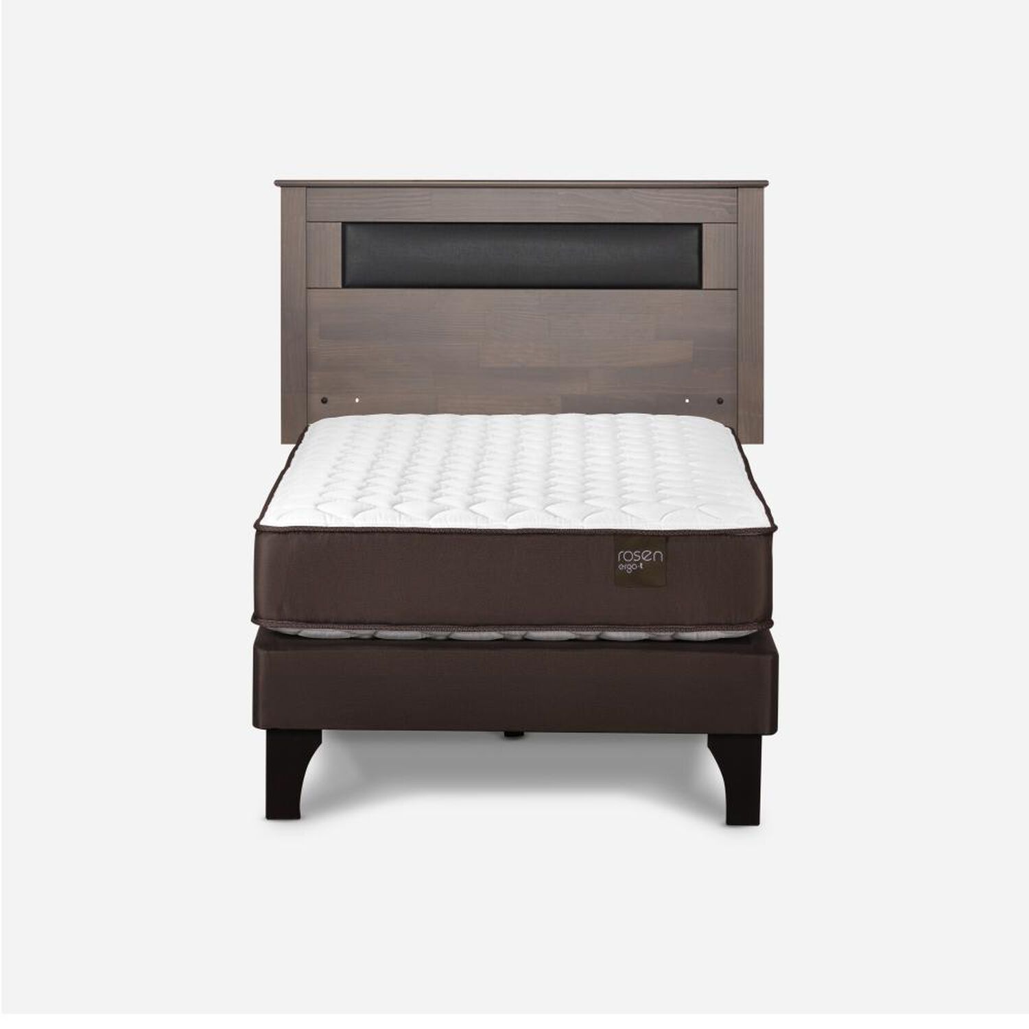 Cama Europea Rosen Ergo T New / 1.5 Plazas / Base Normal  + Respaldo Ferrara Gris image number 0.0