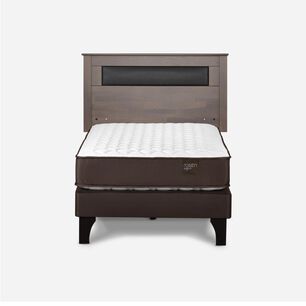 Cama Europea Rosen Ergo T New / 1.5 Plazas / Base Normal  + Respaldo Ferrara Gris