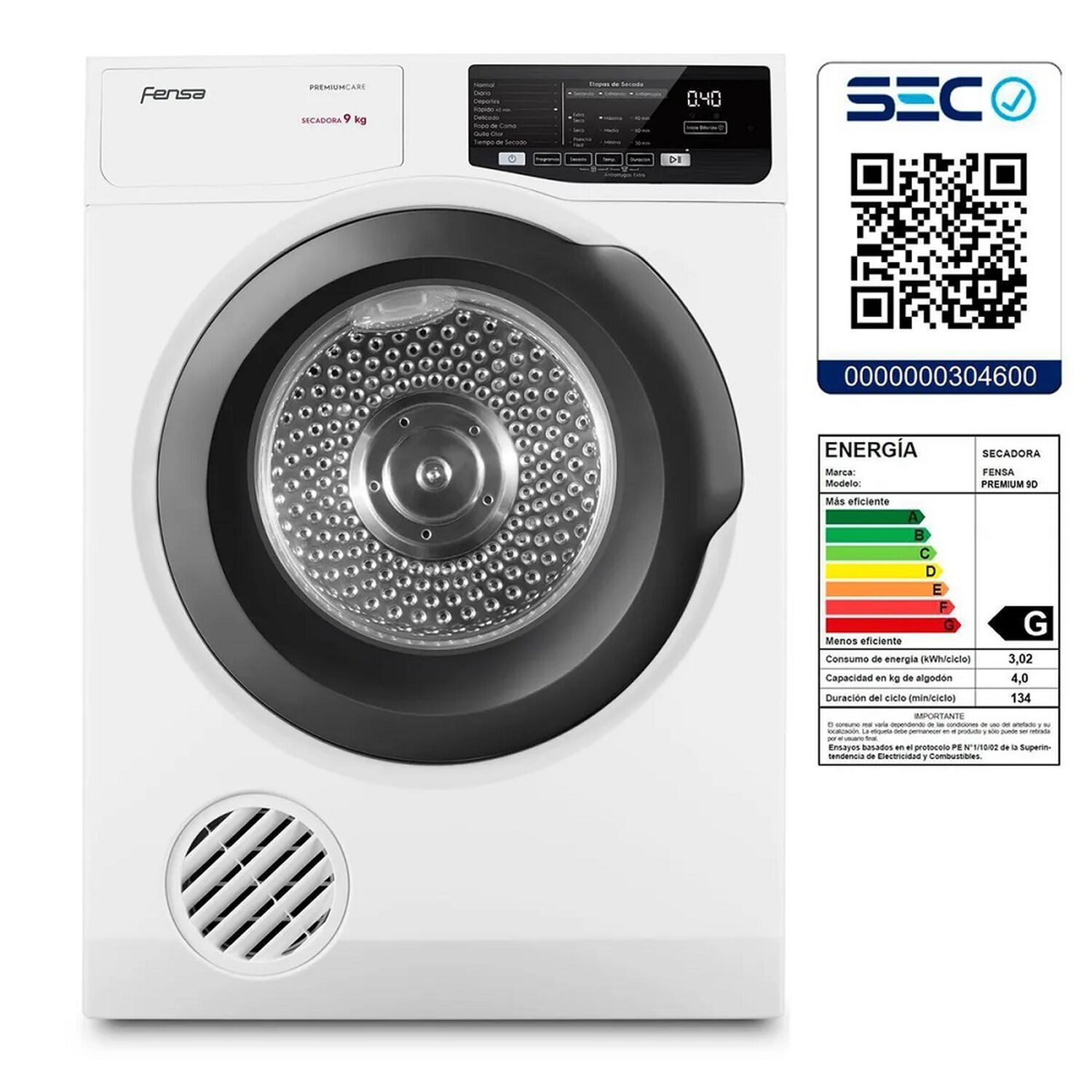 Secadora De Ropa Por Ventilaci&oacute;n Fensa Premium Care 9d 9 Kg image number 3.0