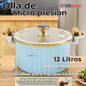 Olla De Micro Presi&oacute;n Esmalte Antiadherente Capacidad 12 Litros Color Azul