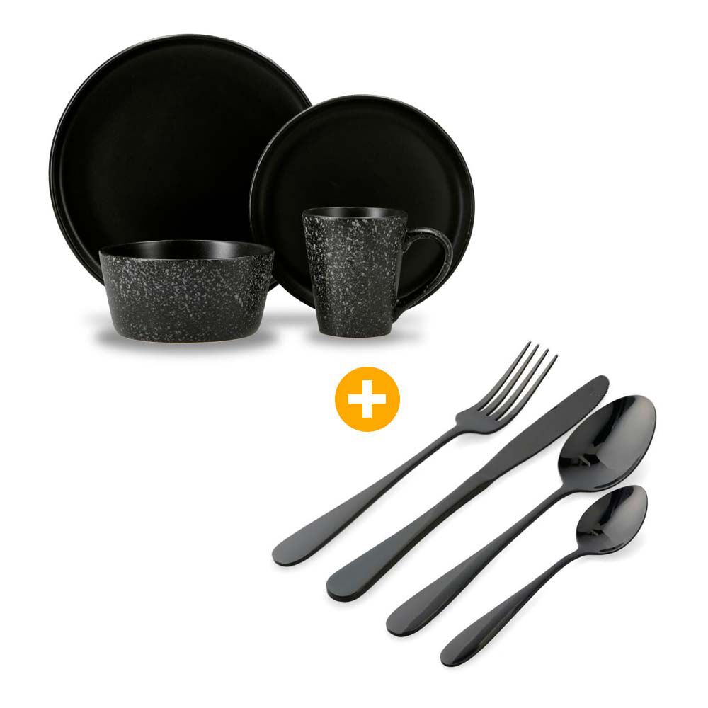 Juego De Vajilla Azhome Turmalina / 24 Piezas + Set De Cubiertos Azhome Black / 16 Piezas image number 0.0