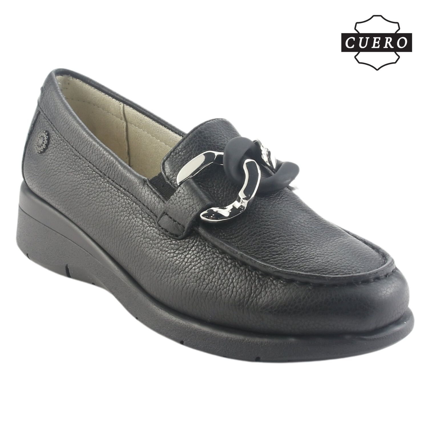 Mocasin De Cuero Chalada Mujer Cala-4 Negro Casual image number 3.0