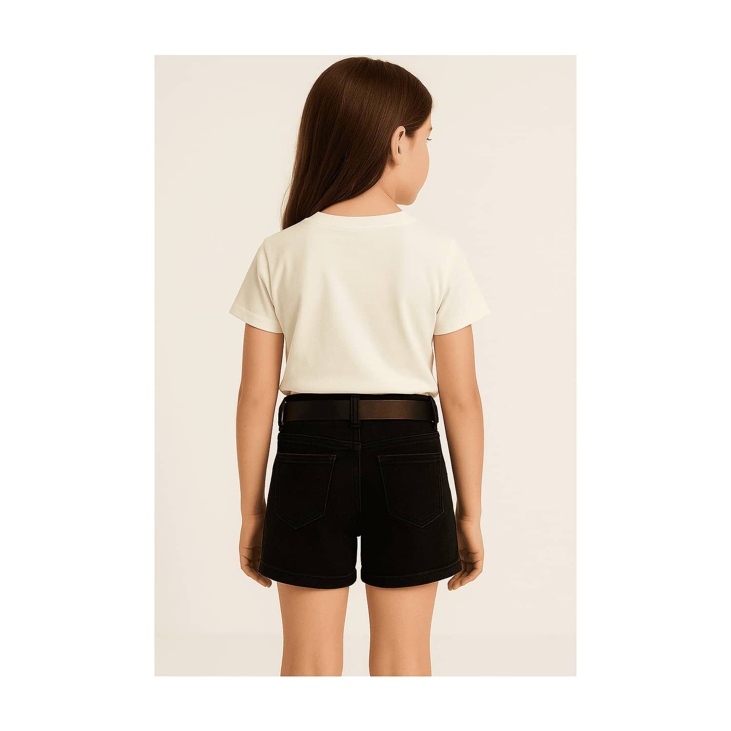 Falda Short Ni&ntilde;a Algod&oacute;n Con Cintur&oacute;n Negro Kibou image number 2.0