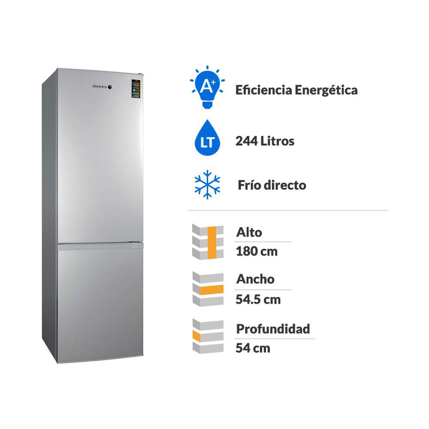 Refrigerador Bottom Freezer Sindelen RD-2450SI / Fr&iacute;o Directo /  244 Litros / A+ image number 1.0