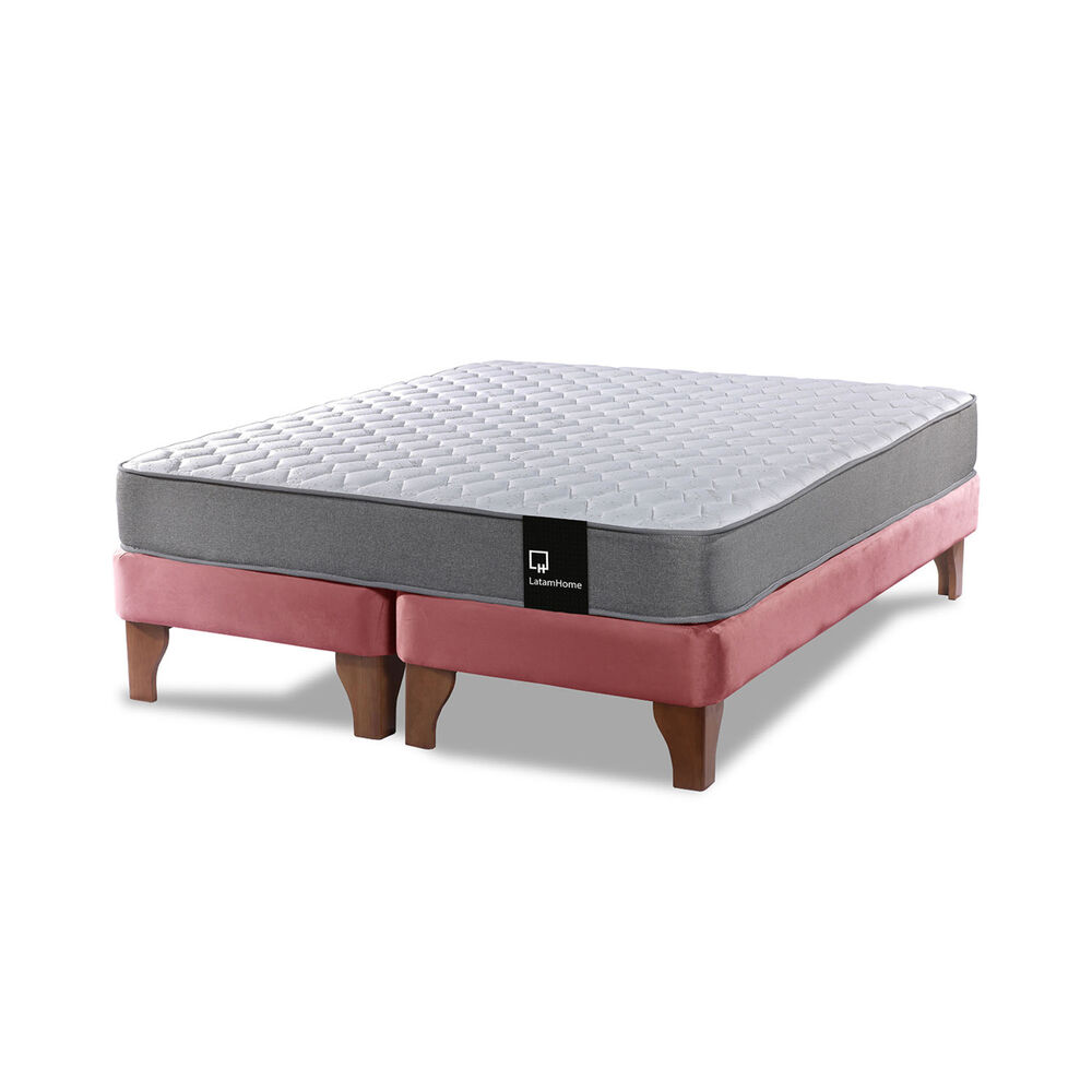 Cama Europea Zen Best Tela Velvet Palo Rosa 2 Plazas image number 1.0