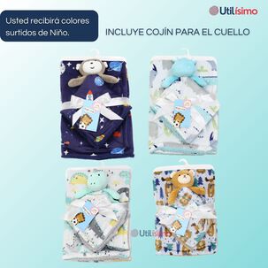 Set Manta Frazada Polar Para Beb&eacute; Ni&ntilde;o + Peluche De Apego