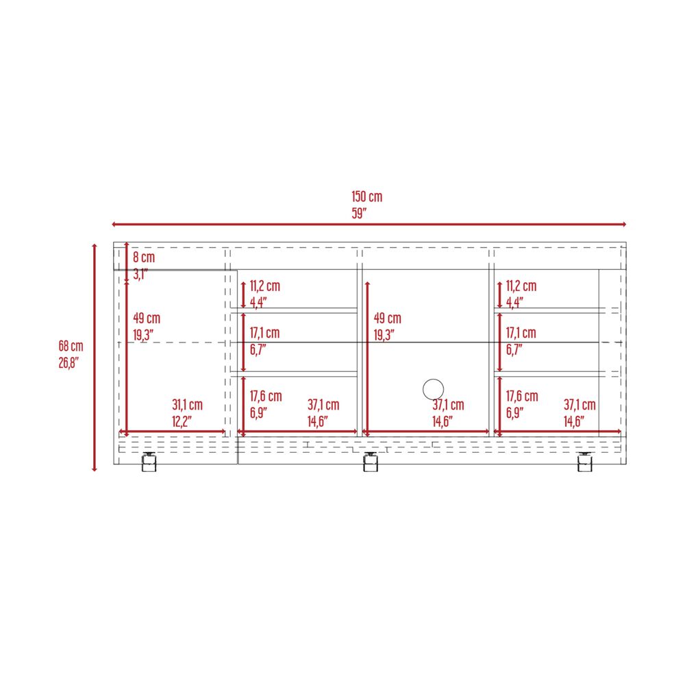Mesa Para Tv 65" Fm 68x150x38 Cm Café Claro Y Gris image number 7.0