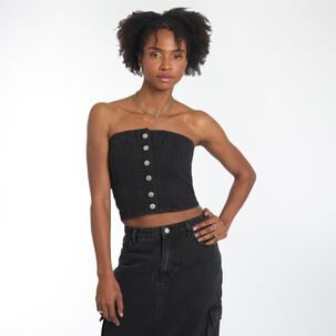 Polera Denim Straples Mujer Rolly Go