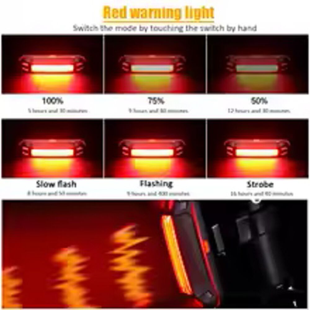 Luz Linterna Led Bicicleta Baliza Muy Potente Recargable Usb 3 Colores Y Funciones Tipo Baliza image number 5.0