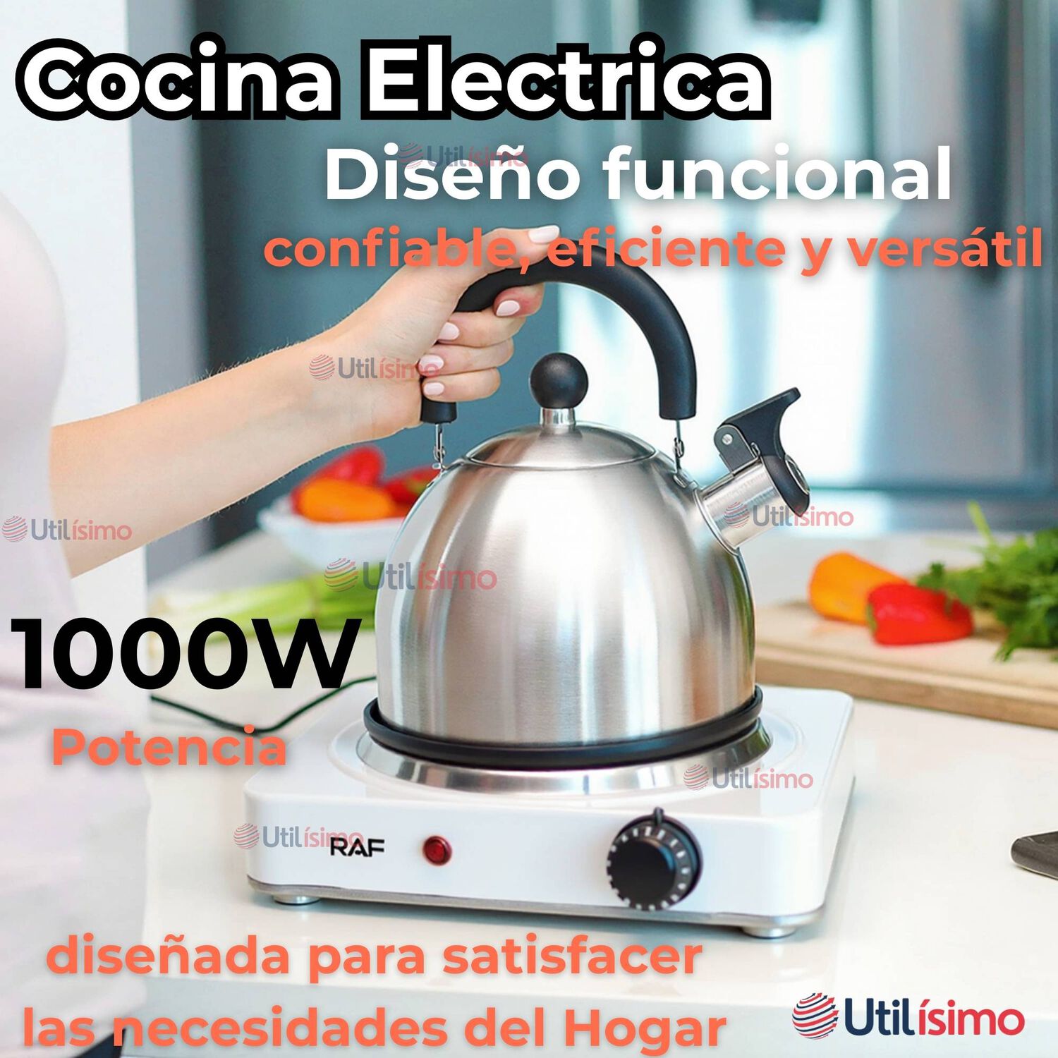 Cocina El&eacute;ctrica Port&aacute;til 1 Plato 1000w De Potencia Blanco image number 1.0