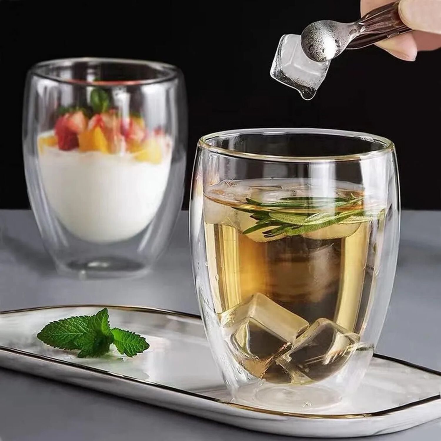 Set 4 Vasos Vidrio Doble Pared T&eacute;rmico 80 Ml Transparente image number 5.0
