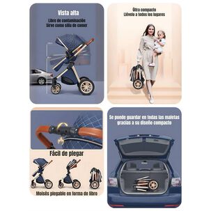 Coche Deluxe Con Silla Nido Y Accesorios Gris Lubabycas