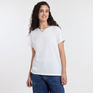 Polera Microprint Manga Corta Cuello Redondo Mujer Freedom