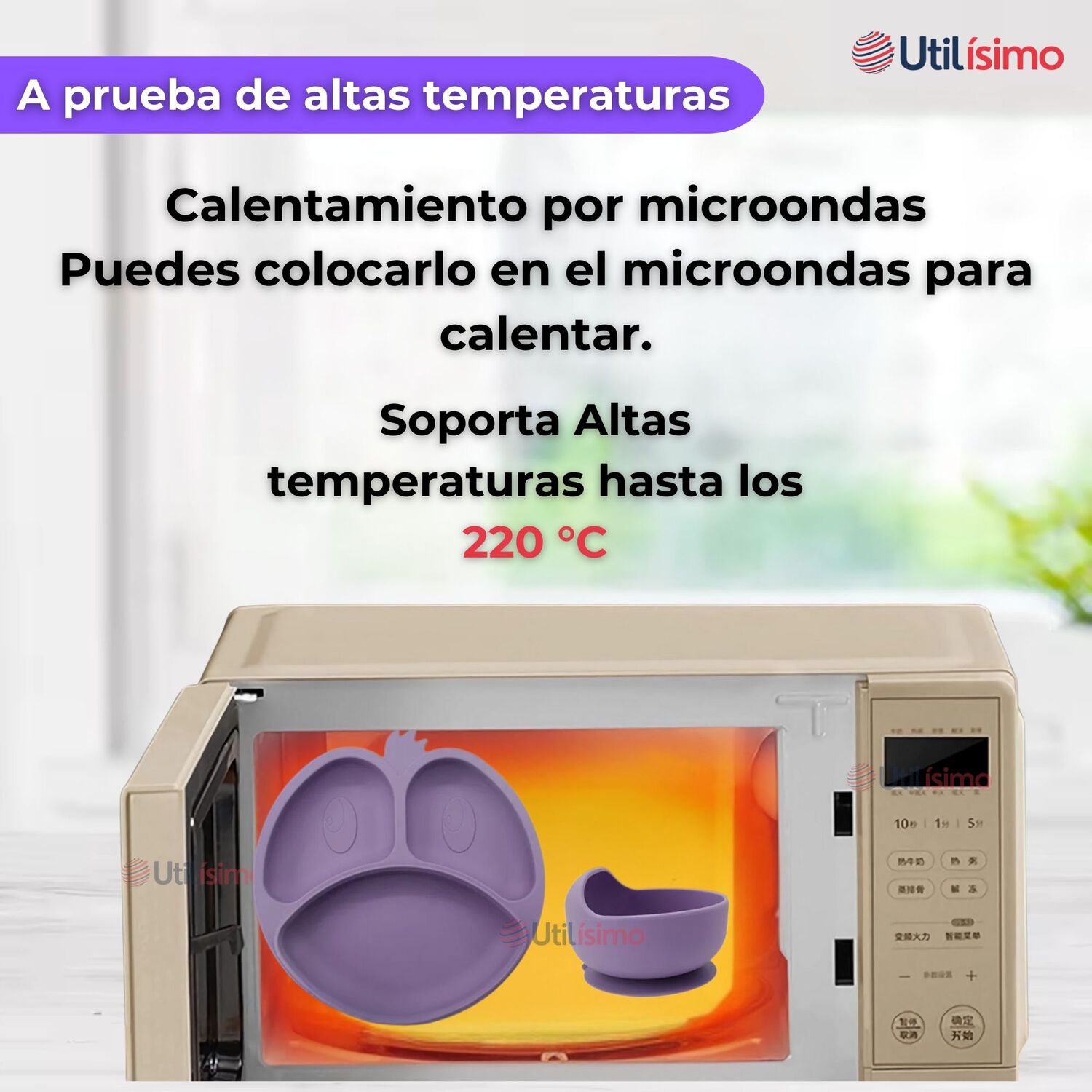 Set De Alimentaci&oacute;n Beb&eacute; Silicona De Formas 6 Piezas Libre Bpa Color Lila image number 3.0