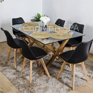 Juego De Comedor Medlock (140 X 90cm) + 6 Sillas Tulip