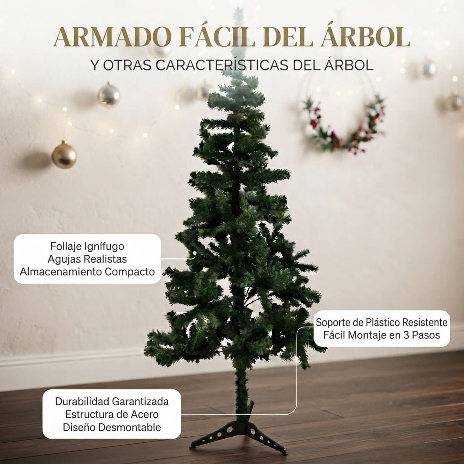 &Aacute;rbol Navide&ntilde;o Verde 1.80 Metros Decoraci&oacute;n Navide&ntilde;a image number 5.0