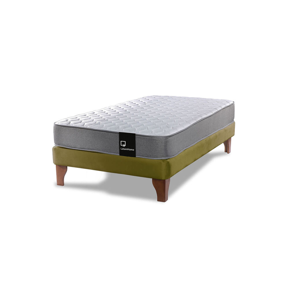 Cama Europea Zen Best 1.5 Plaza Tela Velvet Pistacho image number 1.0
