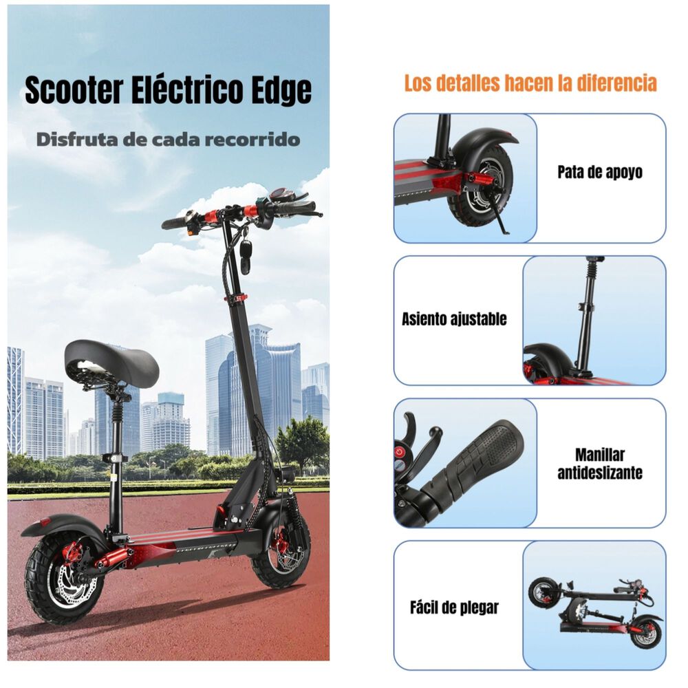 Scooter Adulto El&eacute;ctrico 40km 48v 350w Edge Negro image number 2.0