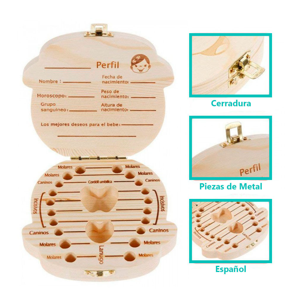 Caja Cajita De Madera Para Dientes De Leche Niño Niña image number 1.0