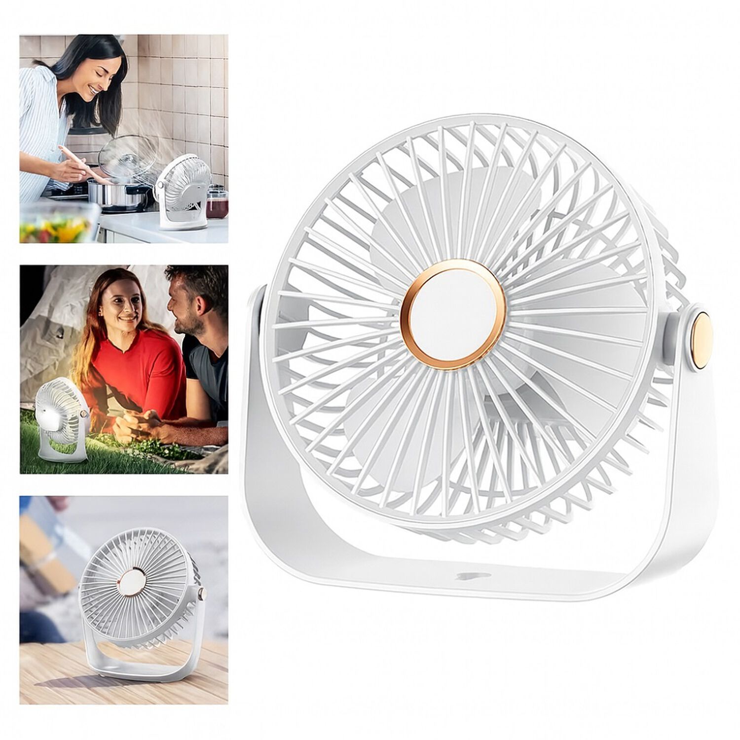 Ventilador De Escritorio Port&aacute;til Usb Con Luz Recargable 17 Cm image number 8.0