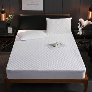 Cubrecolch&oacute;n Impermeable King + 02 Fundas De Almohada Blanco