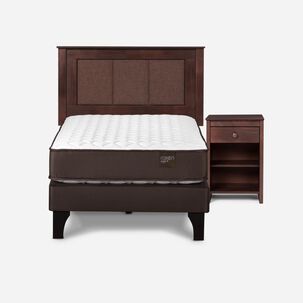 Cama Europea Rosen Ergo T / 1 Plaza / Base Normal + Set De Maderas Rachel