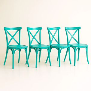 Pack 4 Sillas De Terraza O Comedor Crossback Danubio - Menta