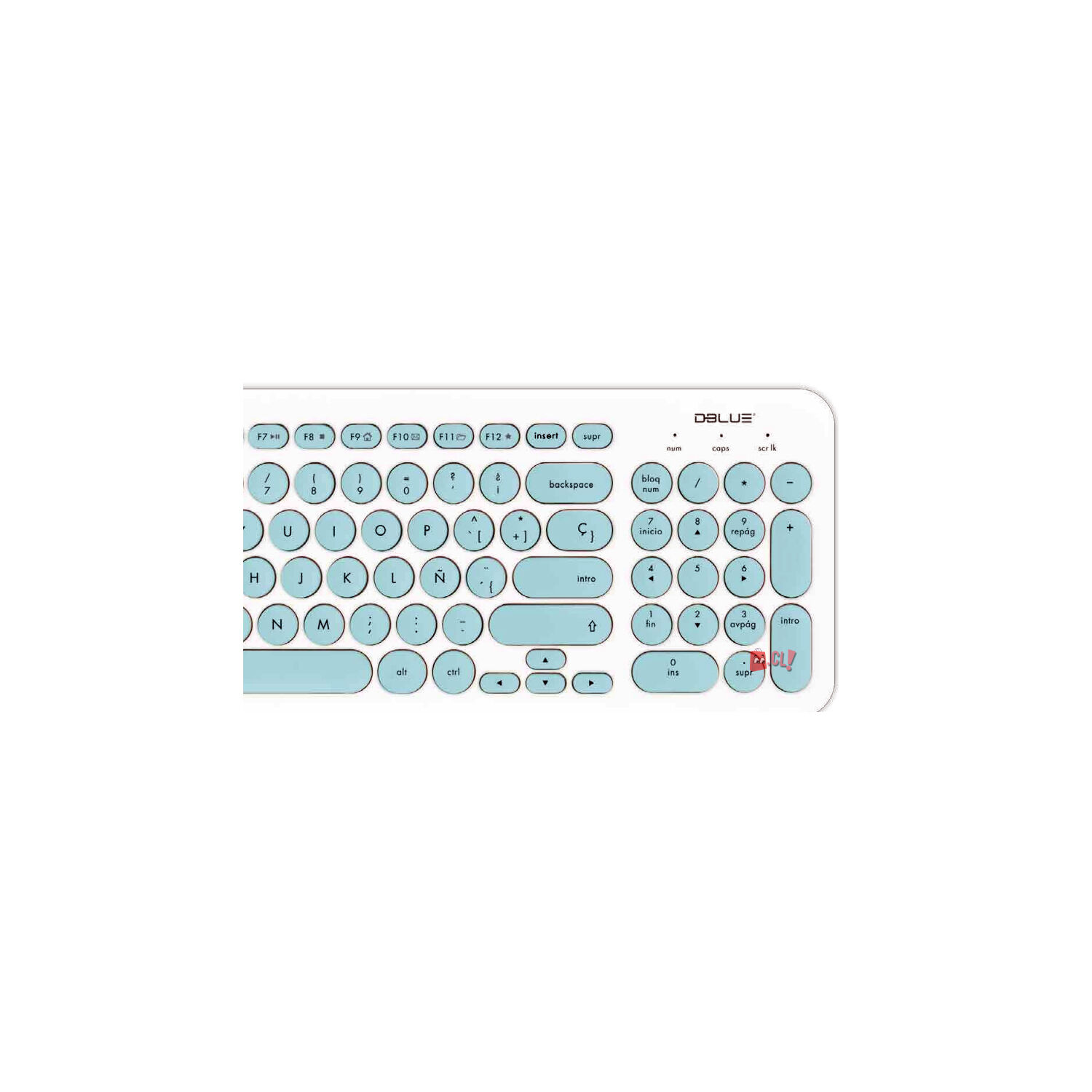 Teclado Usb Ultra Delgado Blanco Letras Celeste Espa&ntilde;ol - Ps image number 1.0