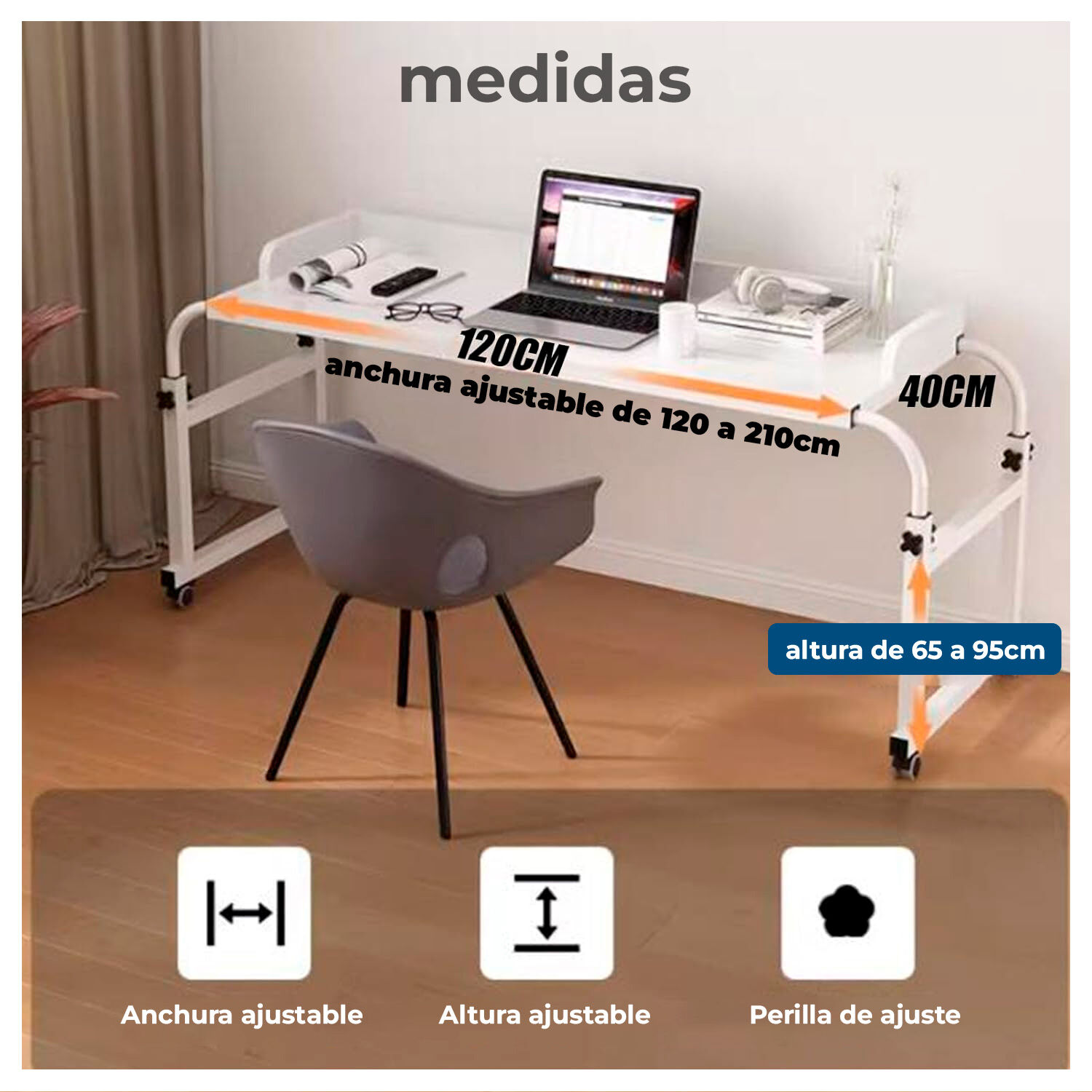 Mesa Port&aacute;til Ajustable Ideal Para Trabajar Y Estudiar Desde La Cama O Sof&aacute; image number 4.0