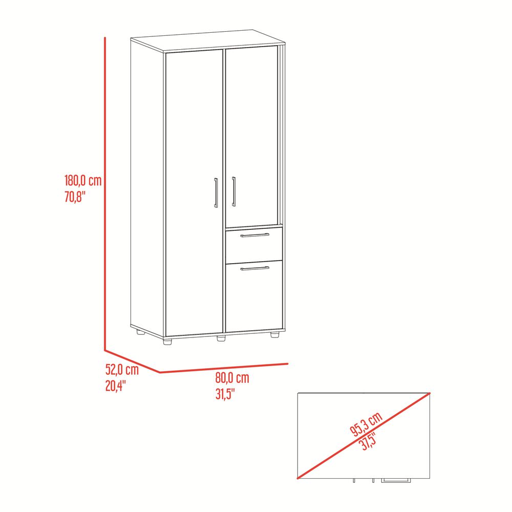 Closet 3 Puertas Y1 Cajon 180x80x52 Cm Café Claro image number 6.0