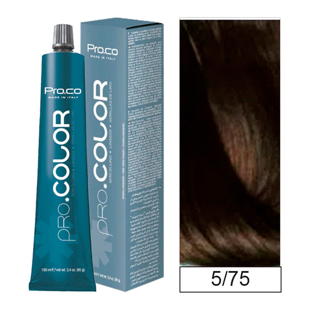 Pro.color - Tintura Permanente 5/75 Castaño Claro Chocolate 100ml + Oxidante image number 0.0
