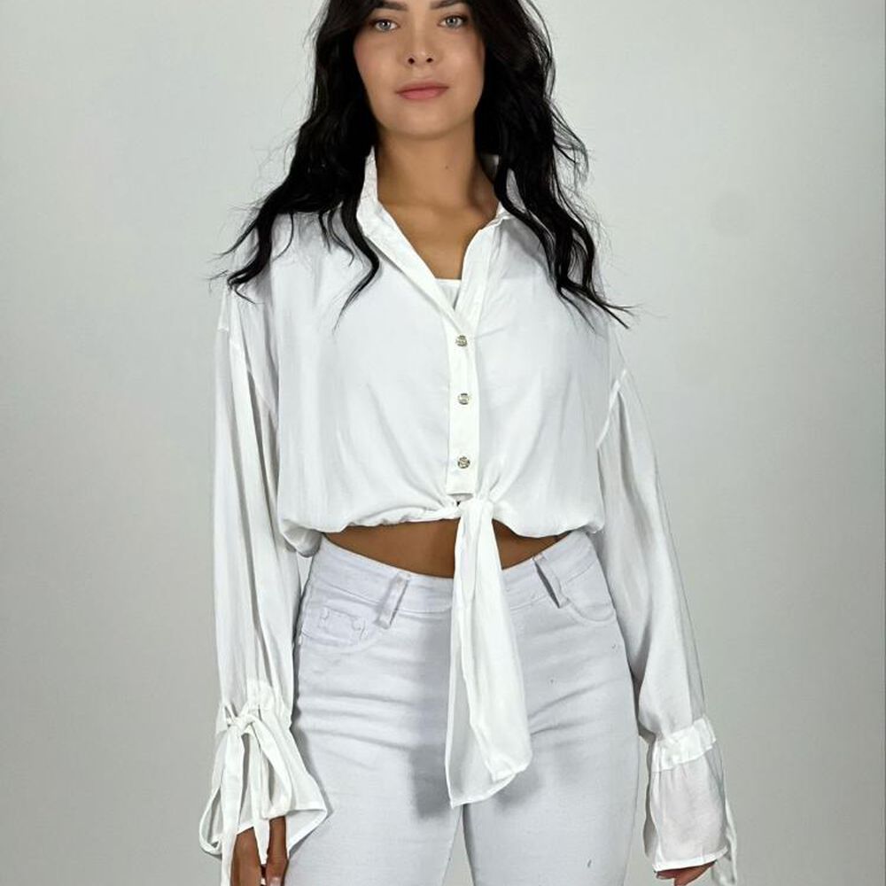 Blusa Gitana Con Amarras Blanco Enigmática Boutique image number 2.0