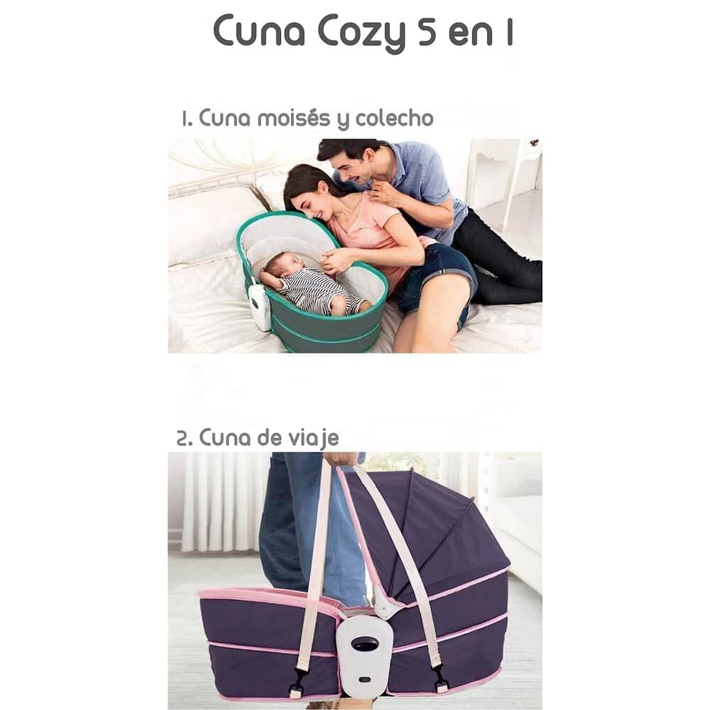 Cuna Mois&eacute;s 5 En 1 Con Vibraci&oacute;n Mosquitero Lubabycas Rosada image number 1.0