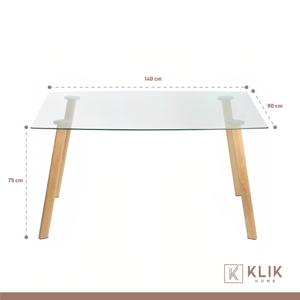 Comedor Mesa De Vidrio N&oacute;rdica 140x90 Cm + 6 Sillas Crossback Madera image number 4.0