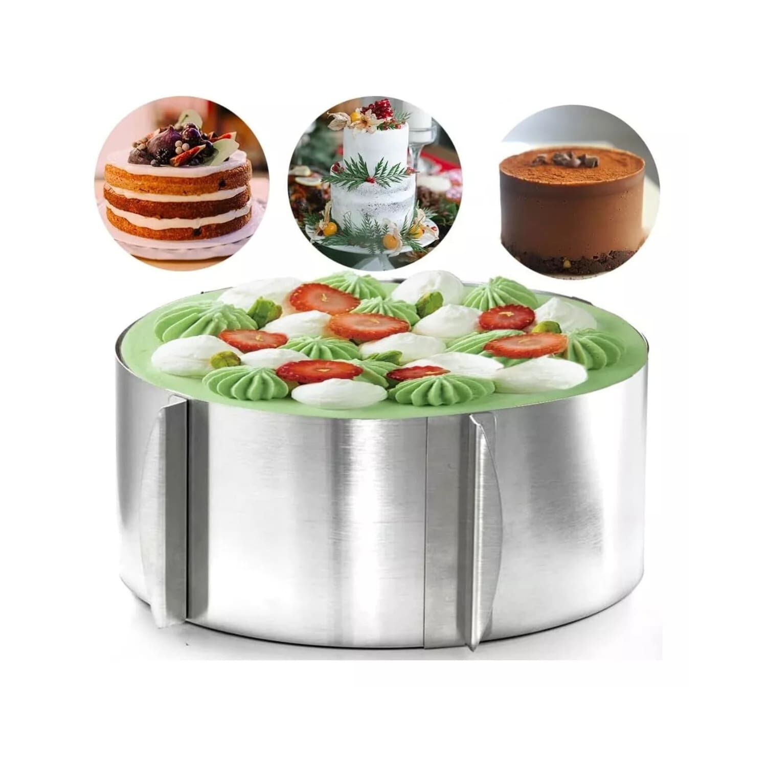 Molde Para Torta Redondo Anillo Ajustable Acero Reposteria image number 3.0