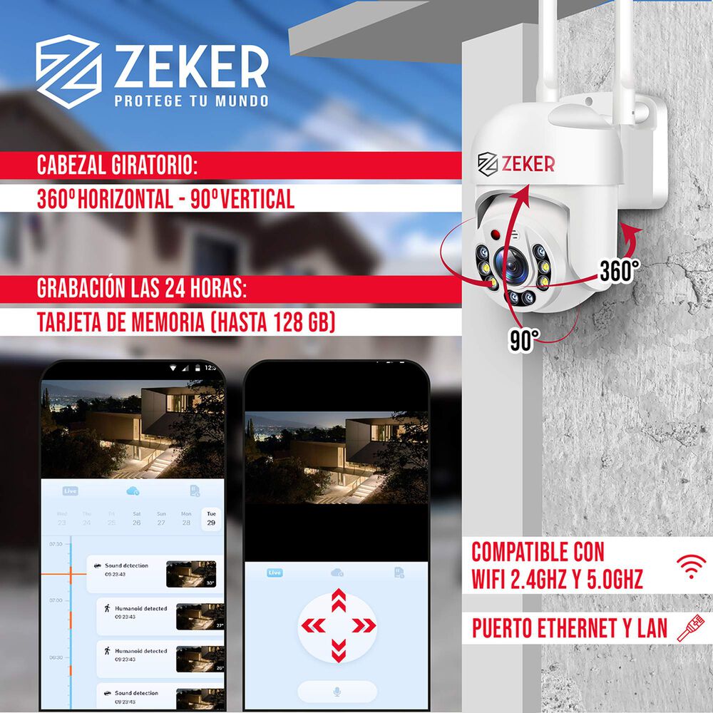 C&aacute;mara De Seguridad Wifi Exterior Impermeable Zeker 2mp 5g image number 3.0