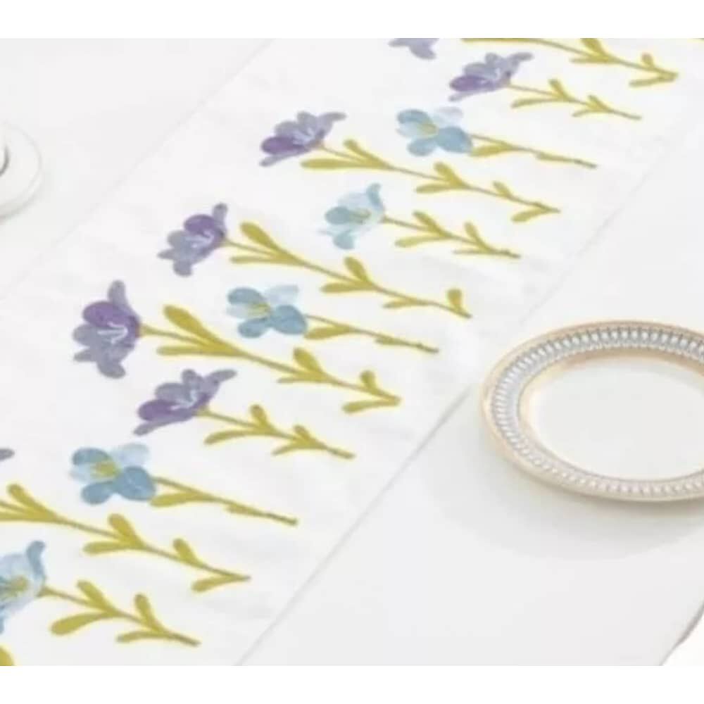 Camino De Mesa Bordado Medida 32x180cm Poliester Corredor Flores image number 2.0