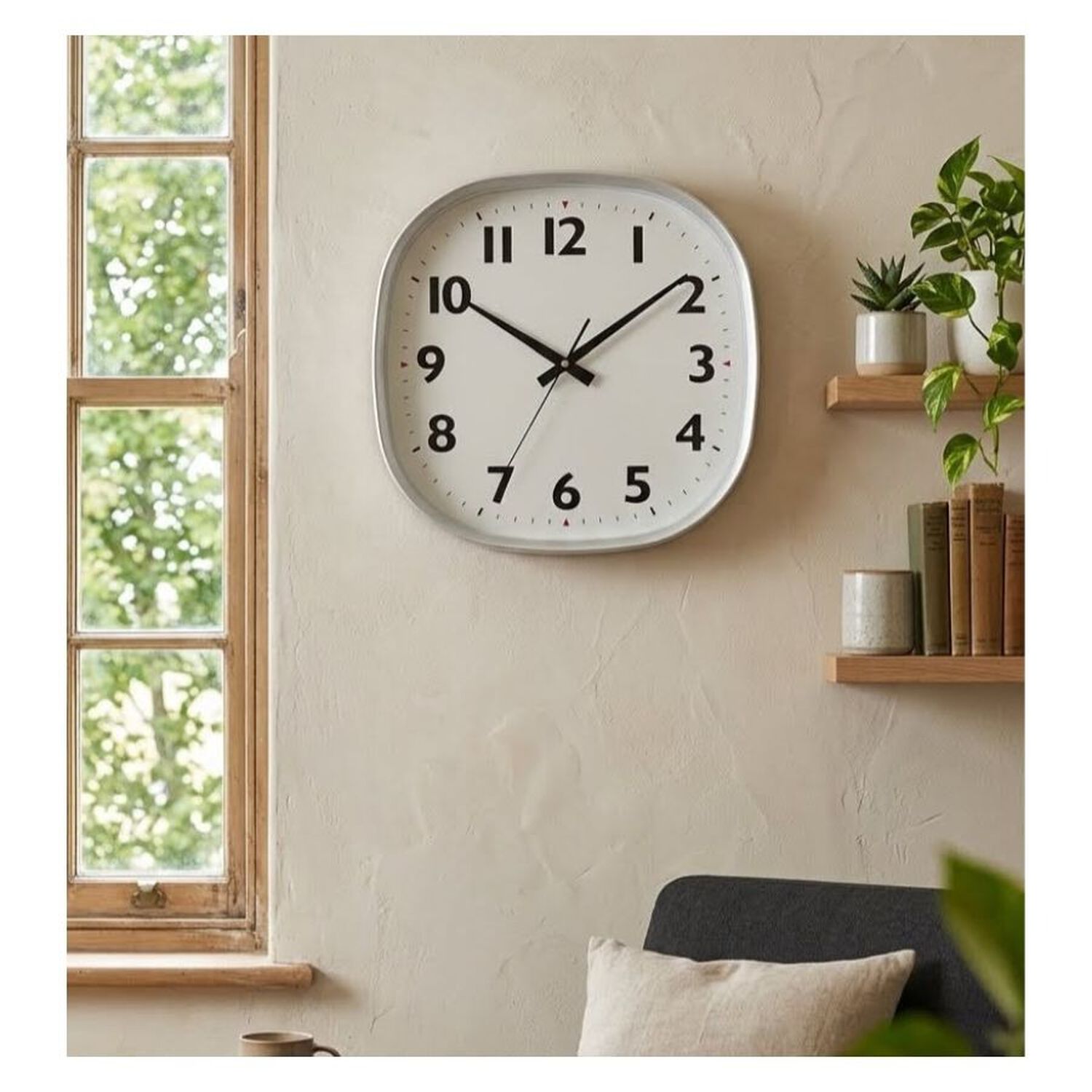 Reloj De Pared Mural Minimalista Cuadrado Anal&oacute;gico Blanco image number 3.0
