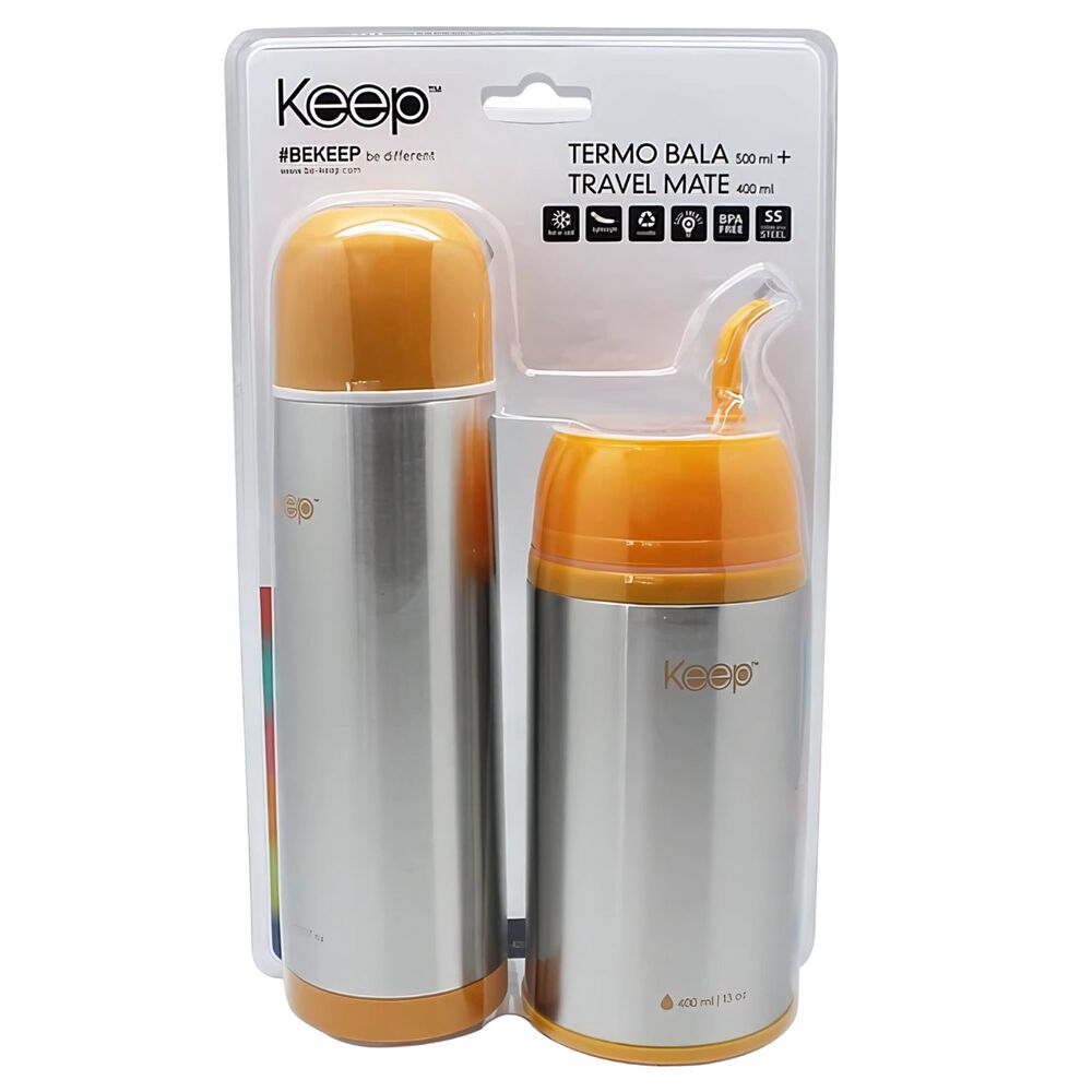 Set Termo Bala + Travel Mate Doble Pared Colores Keep - Ps image number 0.0
