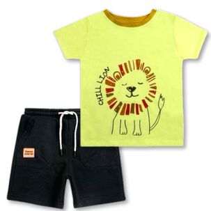Set 2 Piezas Conjunto Polera Y Short Tedmimak Verano 100% Algodón Chil Lión