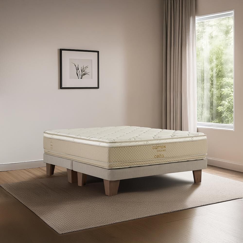 Cama Europea Celta Cotton Organic / King / Base Dividida + Set De Maderas image number 3.0