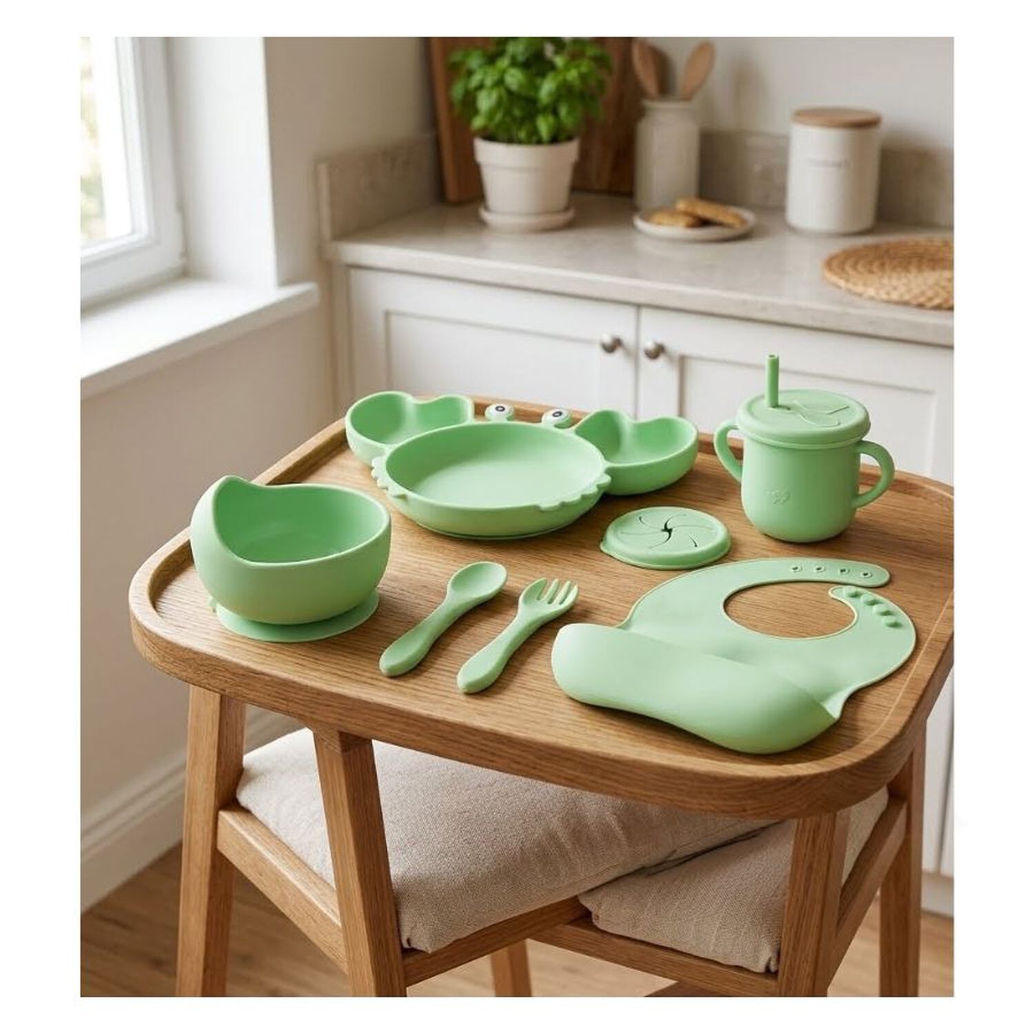 Set Alimentacion Bebe Silicona Plato Cangrejo image number 3.0