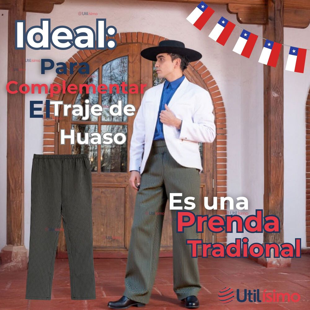 Pantal&oacute;n Huaso Juvenil Gris Con Rayas Fiestas Patrias image number 3.0