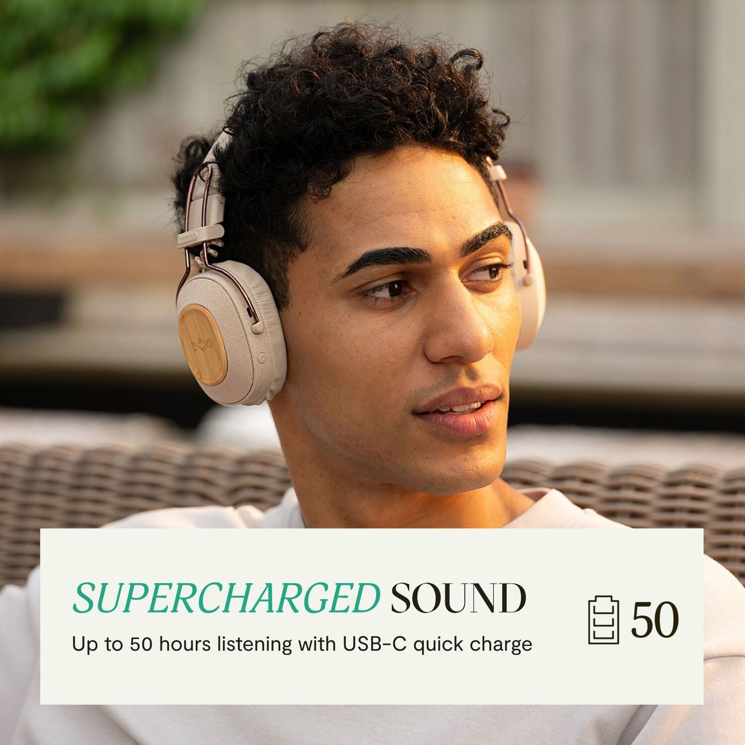 Aud&iacute;fonos Bluetooth Positive Vibration Riddim Cream Marley image number 2.0
