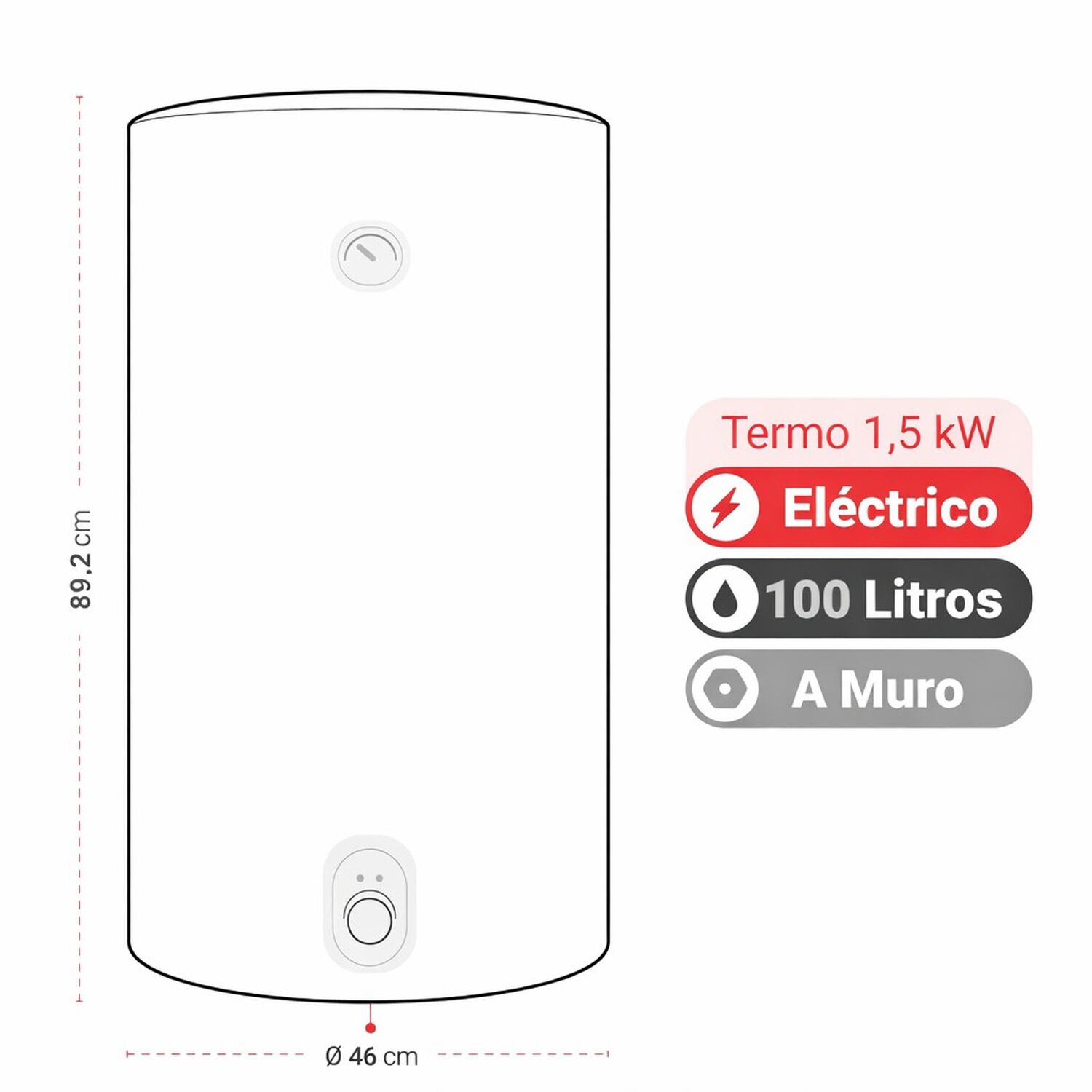 Termo El&eacute;ctrico Albin Trotter 100 Litros 1,5 Kw image number 3.0